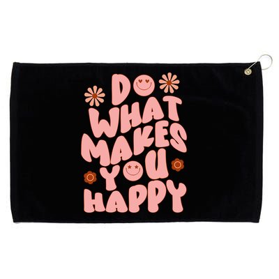 Do What Makes You Happy Hippie Retro Smile Grommeted Golf Towel