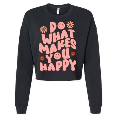 Do What Makes You Happy Hippie Retro Smile Cropped Pullover Crew