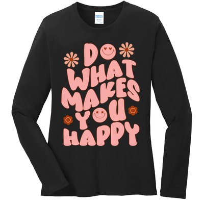 Do What Makes You Happy Hippie Retro Smile Ladies Long Sleeve Shirt