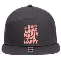 Do What Makes You Happy Hippie Retro Smile 7 Panel Mesh Trucker Snapback Hat