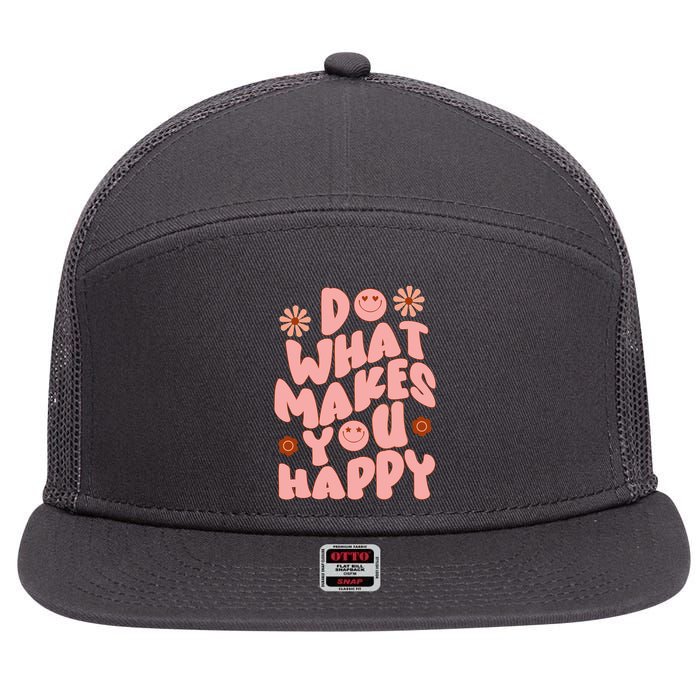 Do What Makes You Happy Hippie Retro Smile 7 Panel Mesh Trucker Snapback Hat