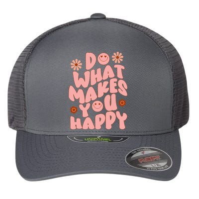 Do What Makes You Happy Hippie Retro Smile Flexfit Unipanel Trucker Cap