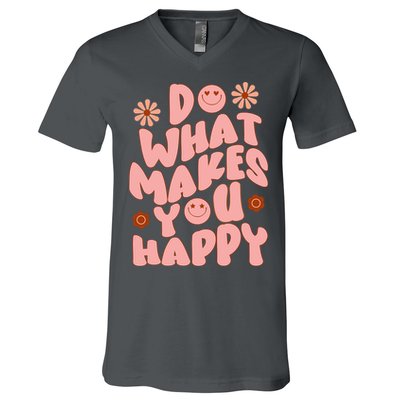 Do What Makes You Happy Hippie Retro Smile V-Neck T-Shirt