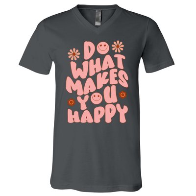 Do What Makes You Happy Hippie Retro Smile V-Neck T-Shirt