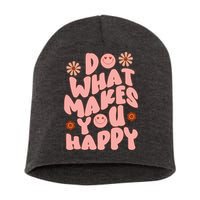 Do What Makes You Happy Hippie Retro Smile Short Acrylic Beanie