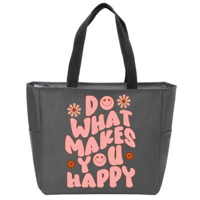 Do What Makes You Happy Hippie Retro Smile Zip Tote Bag