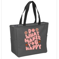 Do What Makes You Happy Hippie Retro Smile Zip Tote Bag