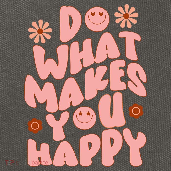 Do What Makes You Happy Hippie Retro Smile Cotton Canvas Backpack