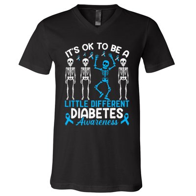 Diabetes Warrior Mom awareness It's Ok To Be Different V-Neck T-Shirt