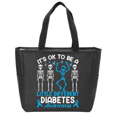 Diabetes Warrior Mom awareness It's Ok To Be Different Zip Tote Bag