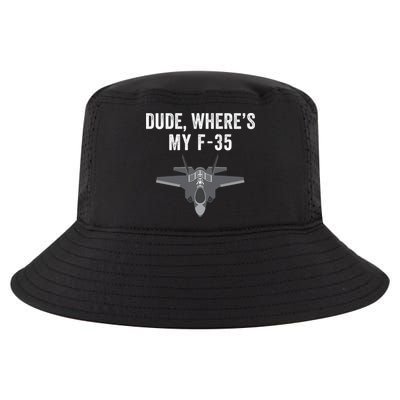 Dude Where’s My F35? Funny Missing F35 Meme Lost Gun Find My F35 Cool Comfort Performance Bucket Hat