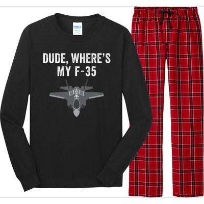 Dude Where’s My F35? Funny Missing F35 Meme Lost Gun Find My F35 Long Sleeve Pajama Set