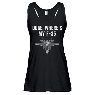 Dude Where’s My F35? Funny Missing F35 Meme Lost Gun Find My F35 Ladies Essential Flowy Tank