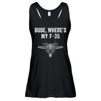Dude Where’s My F35? Funny Missing F35 Meme Lost Gun Find My F35 Ladies Essential Flowy Tank
