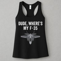 Dude Where’s My F35? Funny Missing F35 Meme Lost Gun Find My F35 Womens Tank Top