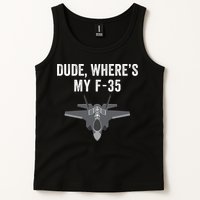 Dude Where’s My F35? Funny Missing F35 Meme Lost Gun Find My F35 Tank Top