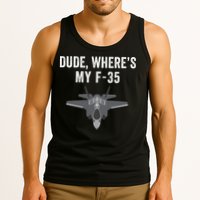 Dude Where’s My F35? Funny Missing F35 Meme Lost Gun Find My F35 Tank Top