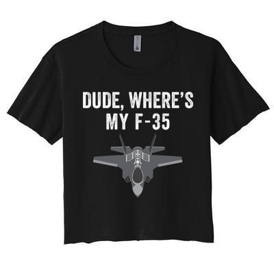 Dude Where’s My F35? Funny Missing F35 Meme Lost Gun Find My F35 Crop Top