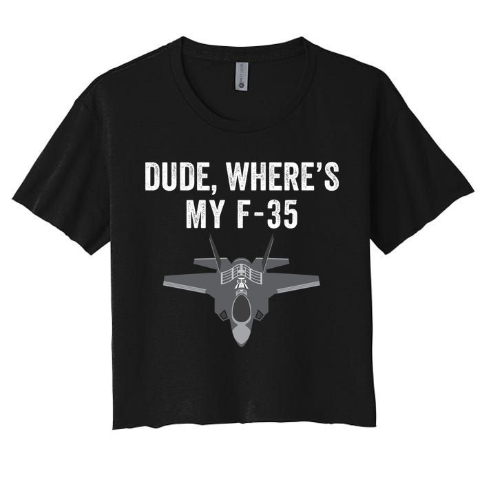 Dude Where’s My F35? Funny Missing F35 Meme Lost Gun Find My F35 Crop Top