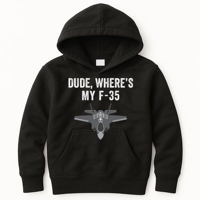 Dude Where’s My F35? Funny Missing F35 Meme Lost Gun Find My F35 Kids Hoodie