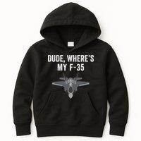 Dude Where’s My F35? Funny Missing F35 Meme Lost Gun Find My F35 Kids Hoodie