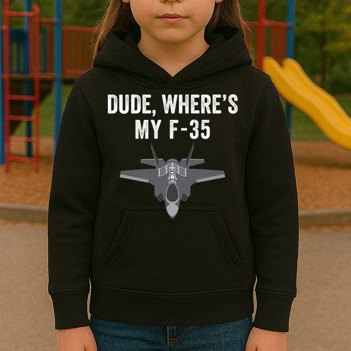 Dude Where’s My F35? Funny Missing F35 Meme Lost Gun Find My F35 Kids Hoodie