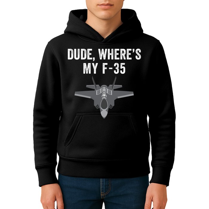Dude Where’s My F35? Funny Missing F35 Meme Lost Gun Find My F35 Kids Hoodie