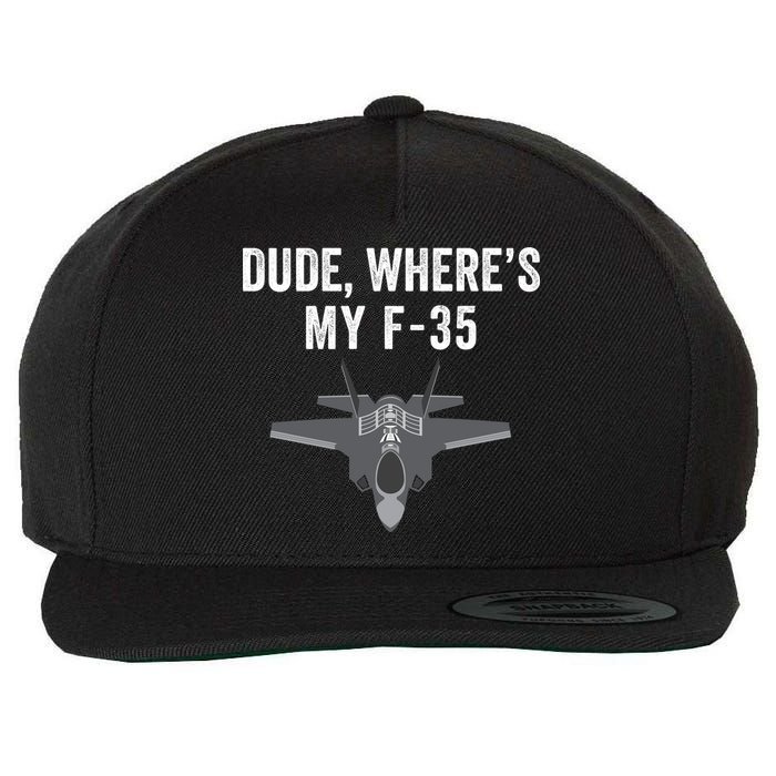 Dude Where’s My F35? Funny Missing F35 Meme Lost Gun Find My F35 Wool Snapback Cap