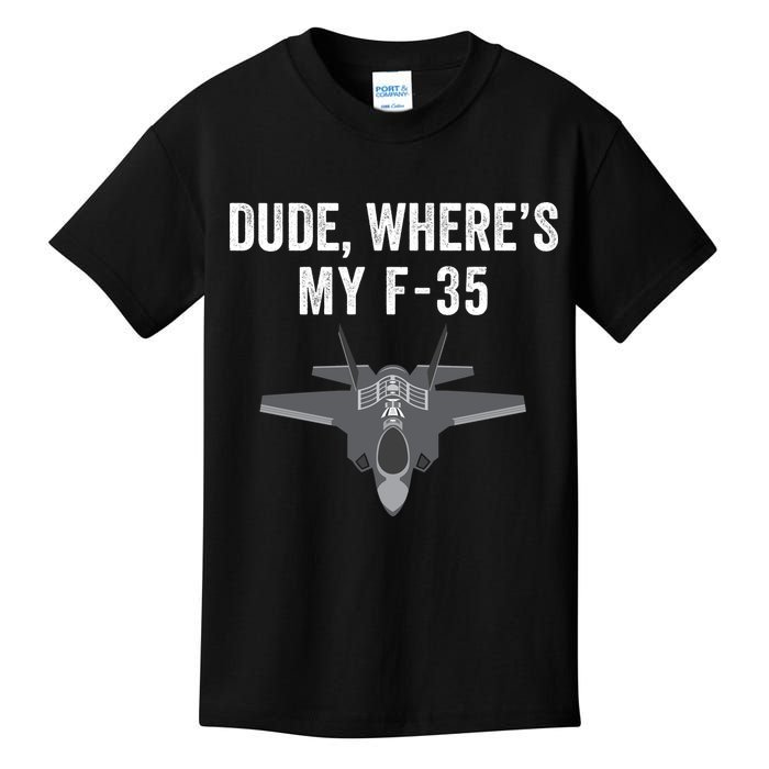 Dude Where’s My F35? Funny Missing F35 Meme Lost Gun Find My F35 Kids T-Shirt