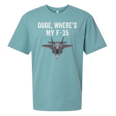 Dude Where’s My F35? Funny Missing F35 Meme Lost Gun Find My F35 Sueded Cloud Jersey T-Shirt