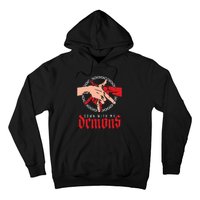 Down With My Demons Deal Handshake Aesthetic Humour Goth Hoodie