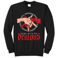 Down With My Demons Deal Handshake Aesthetic Humour Goth Sweatshirt