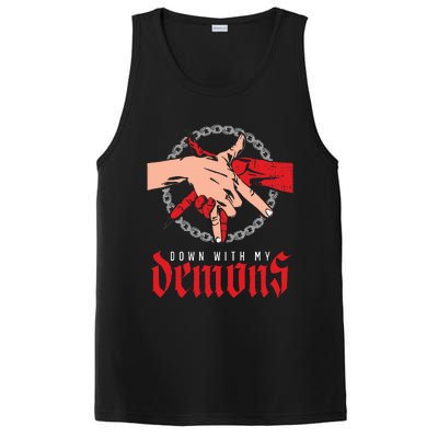 Down With My Demons Deal Handshake Aesthetic Humour Goth PosiCharge Competitor Tank