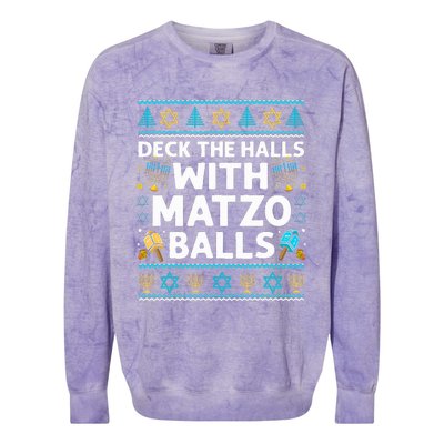 Deck Walls Matzo Balls Ugly Hanukkah Chanukah Colorblast Crewneck Sweatshirt