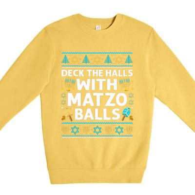 Deck Walls Matzo Balls Ugly Hanukkah Chanukah Premium Crewneck Sweatshirt