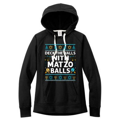 Deck Walls Matzo Balls Ugly Hanukkah Chanukah Women's Fleece Hoodie