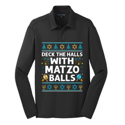 Deck Walls Matzo Balls Ugly Hanukkah Chanukah Silk Touch Performance Long Sleeve Polo