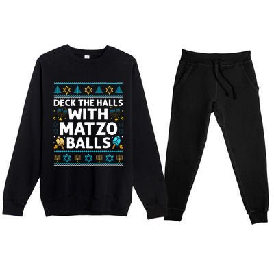 Deck Walls Matzo Balls Ugly Hanukkah Chanukah Premium Crewneck Sweatsuit Set