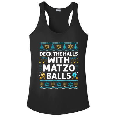 Deck Walls Matzo Balls Ugly Hanukkah Chanukah Ladies PosiCharge Competitor Racerback Tank