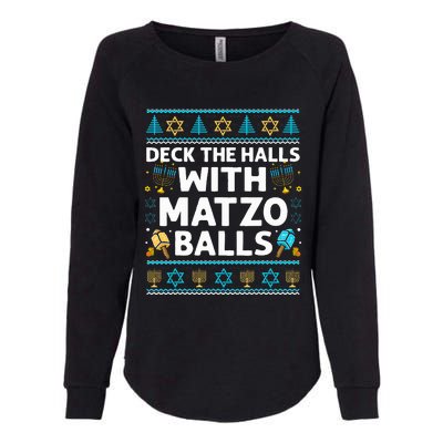 Deck Walls Matzo Balls Ugly Hanukkah Chanukah Womens California Wash Sweatshirt