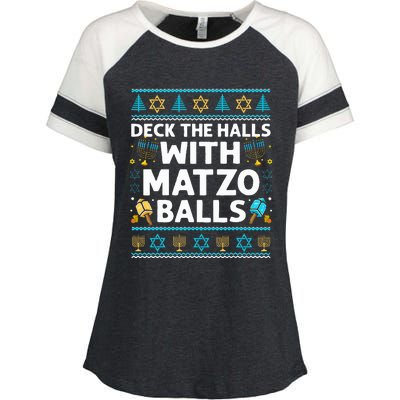 Deck Walls Matzo Balls Ugly Hanukkah Chanukah Enza Ladies Jersey Colorblock Tee