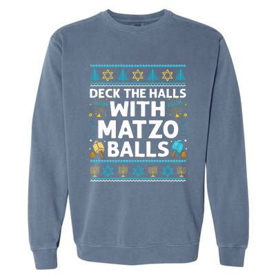 Deck Walls Matzo Balls Ugly Hanukkah Chanukah Garment-Dyed Sweatshirt