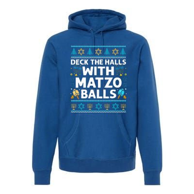 Deck Walls Matzo Balls Ugly Hanukkah Chanukah Premium Hoodie