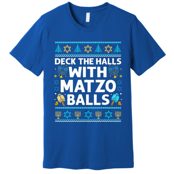 Deck Walls Matzo Balls Ugly Hanukkah Chanukah Premium T-Shirt