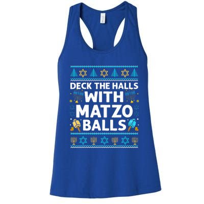 Deck Walls Matzo Balls Ugly Hanukkah Chanukah Women's Racerback Tank