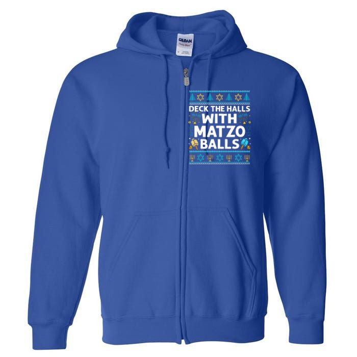 Deck Walls Matzo Balls Ugly Hanukkah Chanukah Full Zip Hoodie