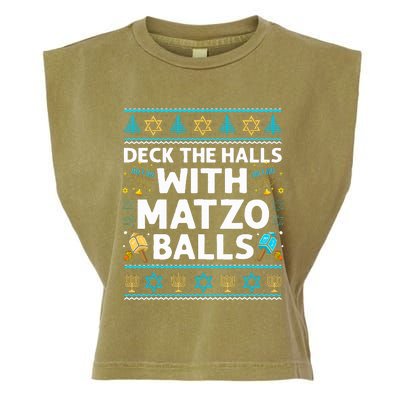 Deck Walls Matzo Balls Ugly Hanukkah Chanukah Garment-Dyed Women's Muscle Tee