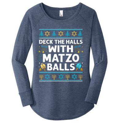 Deck Walls Matzo Balls Ugly Hanukkah Chanukah Women's Perfect Tri Tunic Long Sleeve Shirt