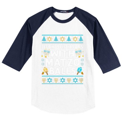 Deck Walls Matzo Balls Ugly Hanukkah Chanukah Baseball Sleeve Shirt