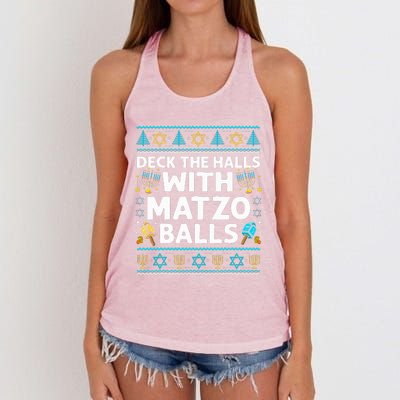 Deck Walls Matzo Balls Ugly Hanukkah Chanukah Women's Knotted Racerback Tank